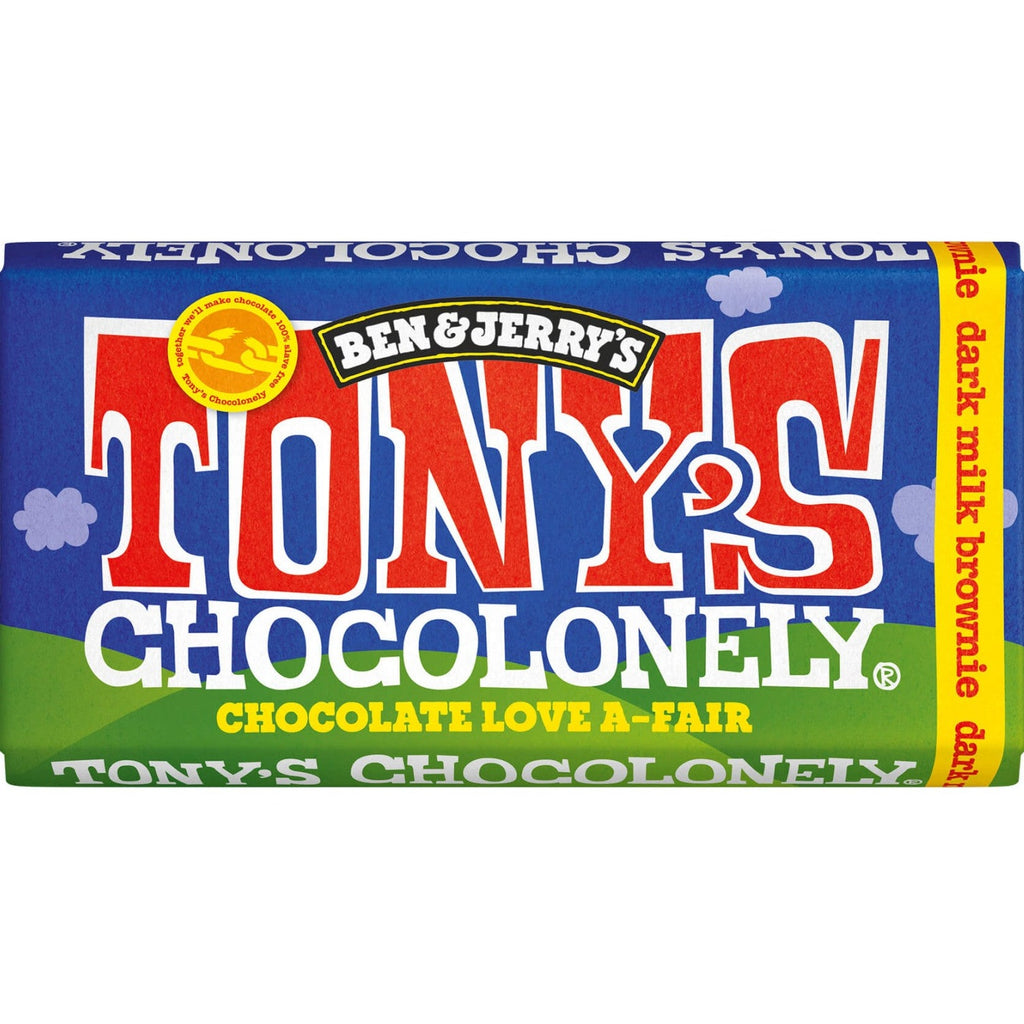 Tony's Chocolonely Ben & Jerry's Dark Milk Brownie 180g available at The Prickly Pineapple