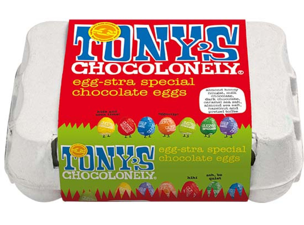 Tony's Chocolonely Egg-stra special chocolate eggs carton available at The Prickly pineapple