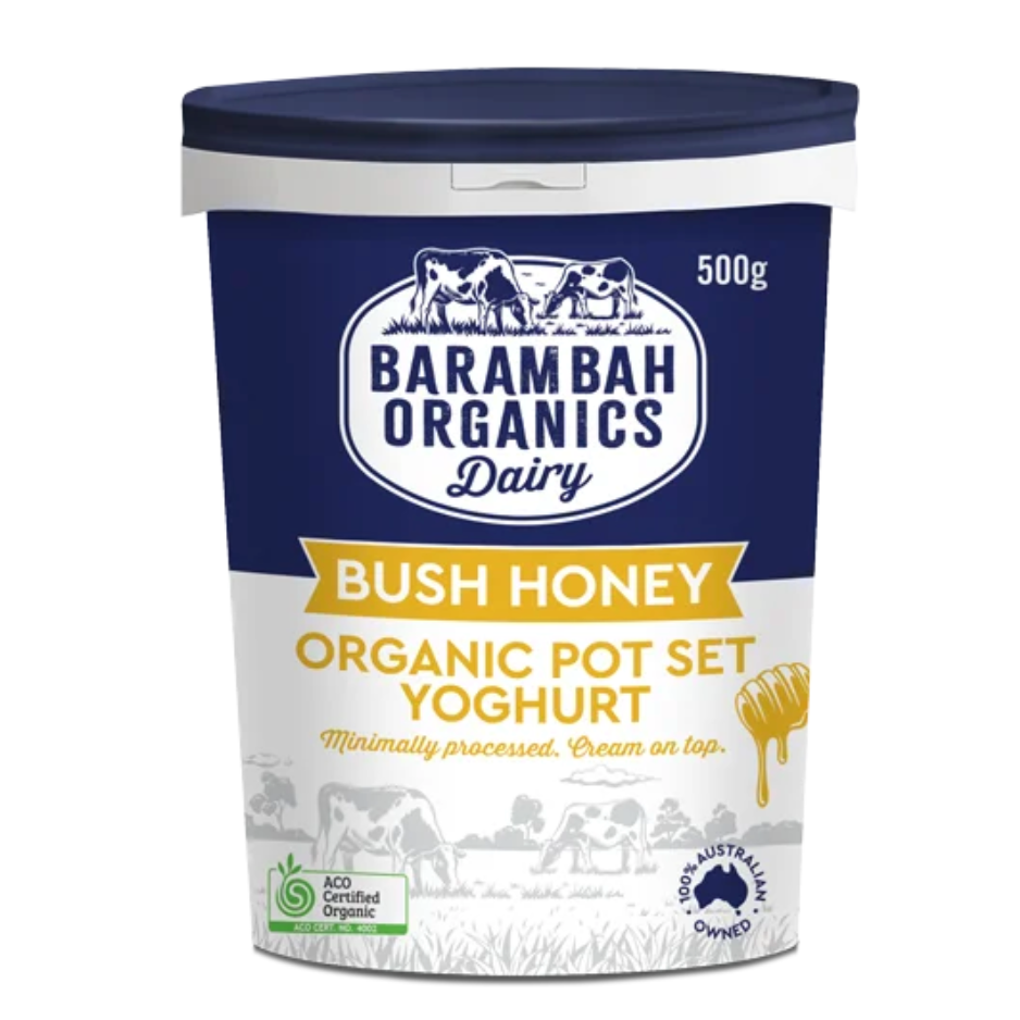 Barambah Organics Bush Honey Yoghurt 500g available at The Prickly Pineapple