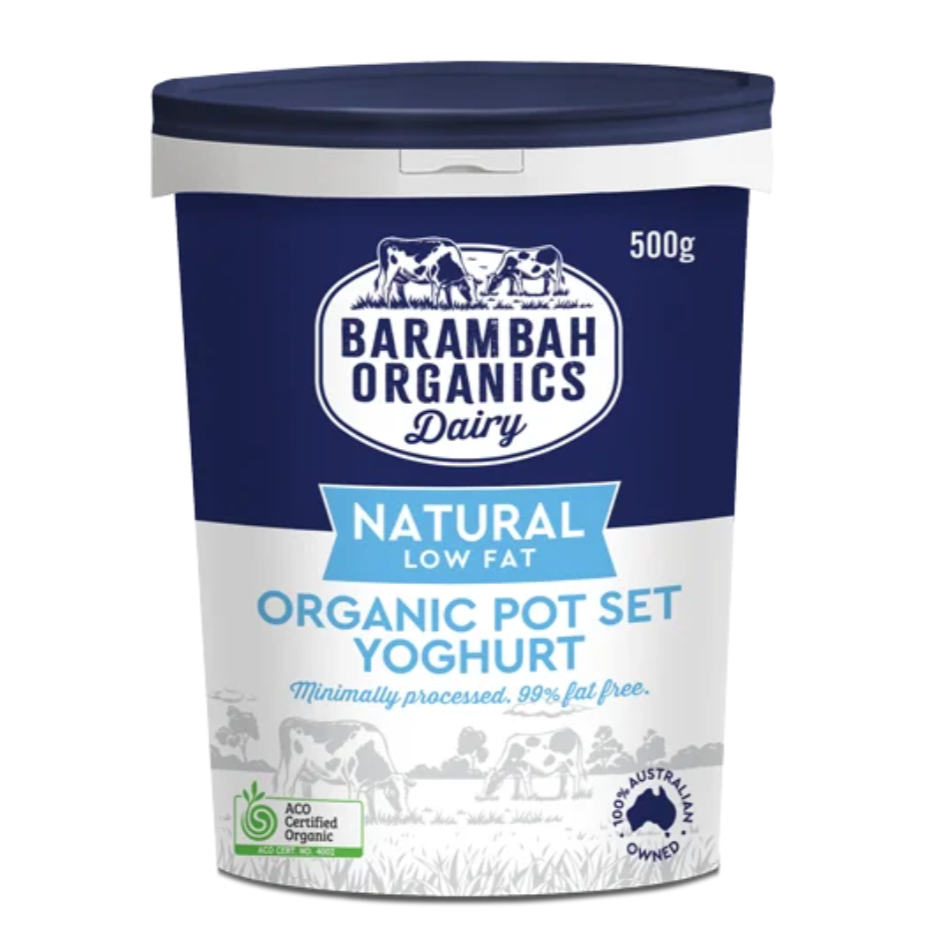 Barambah Organics Natural Low Fat Yoghurt 500g available at The Prickly Pineapple