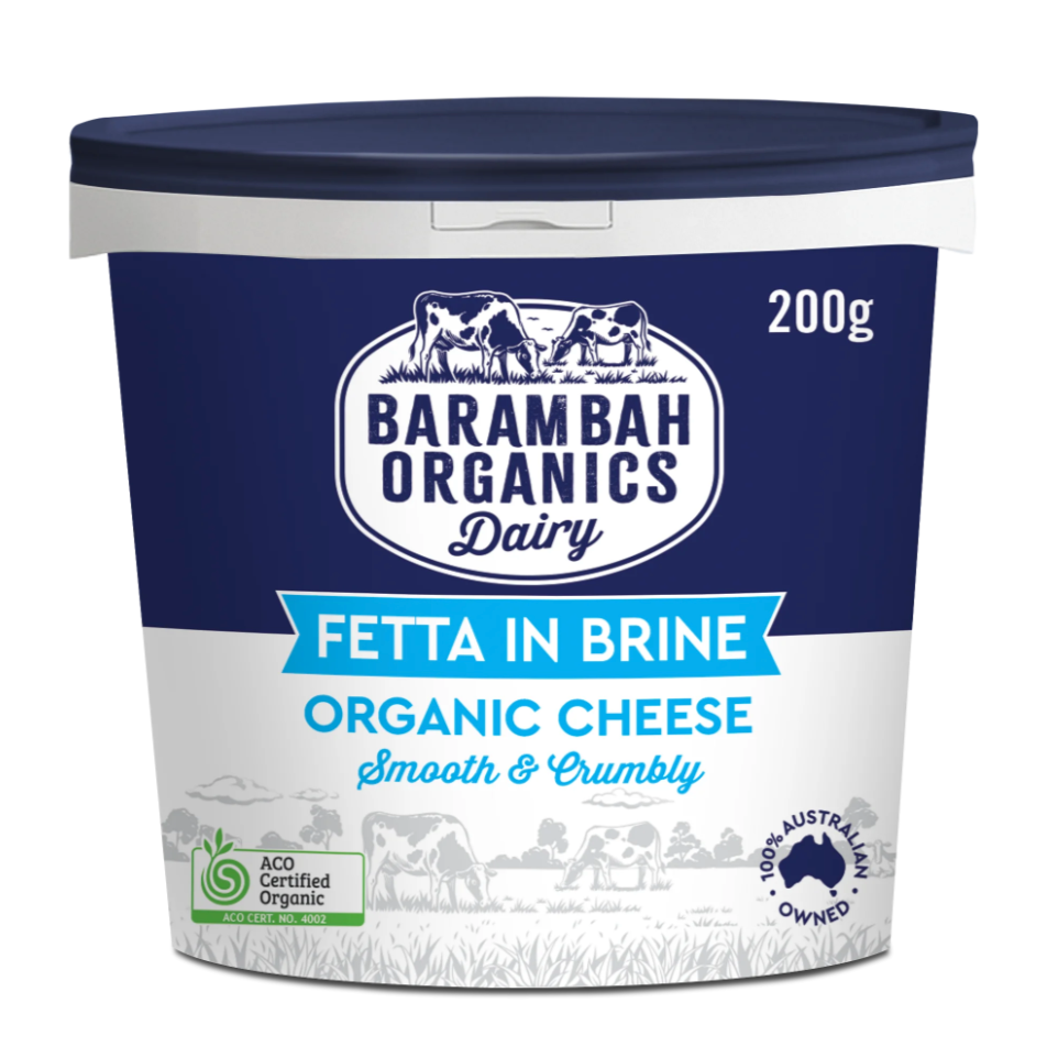 Barambah Organics Organic Feta in Brine 200g available at The Prickly Pineapple