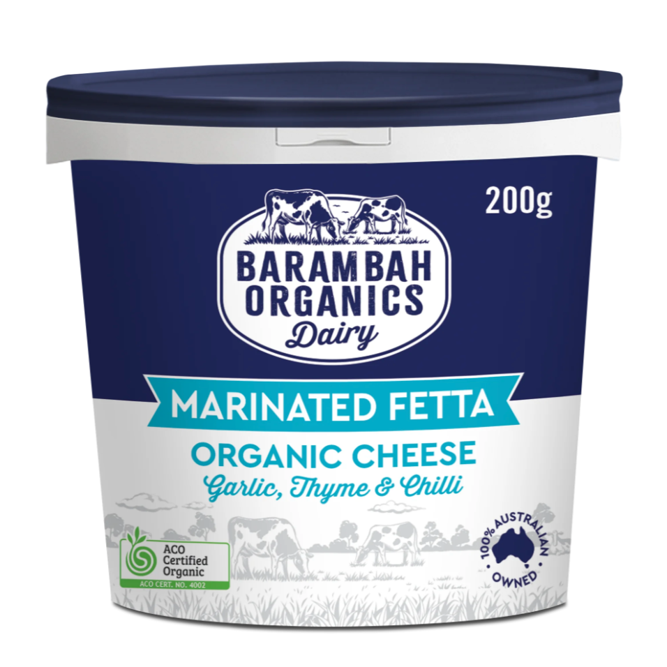 Barambah Organics Organic Feta in Marinade 200g available at The Prickly Pineapple