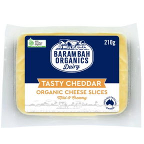 Barambah Organics Organic Tasty Cheddar Sliced 250g available at The Prickly Pineapple