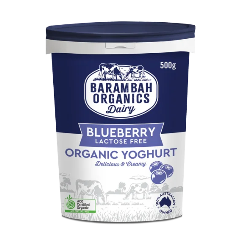 Barambah Organics Real Blueberry Lactose Free Yoghurt available at The Prickly Pineapple