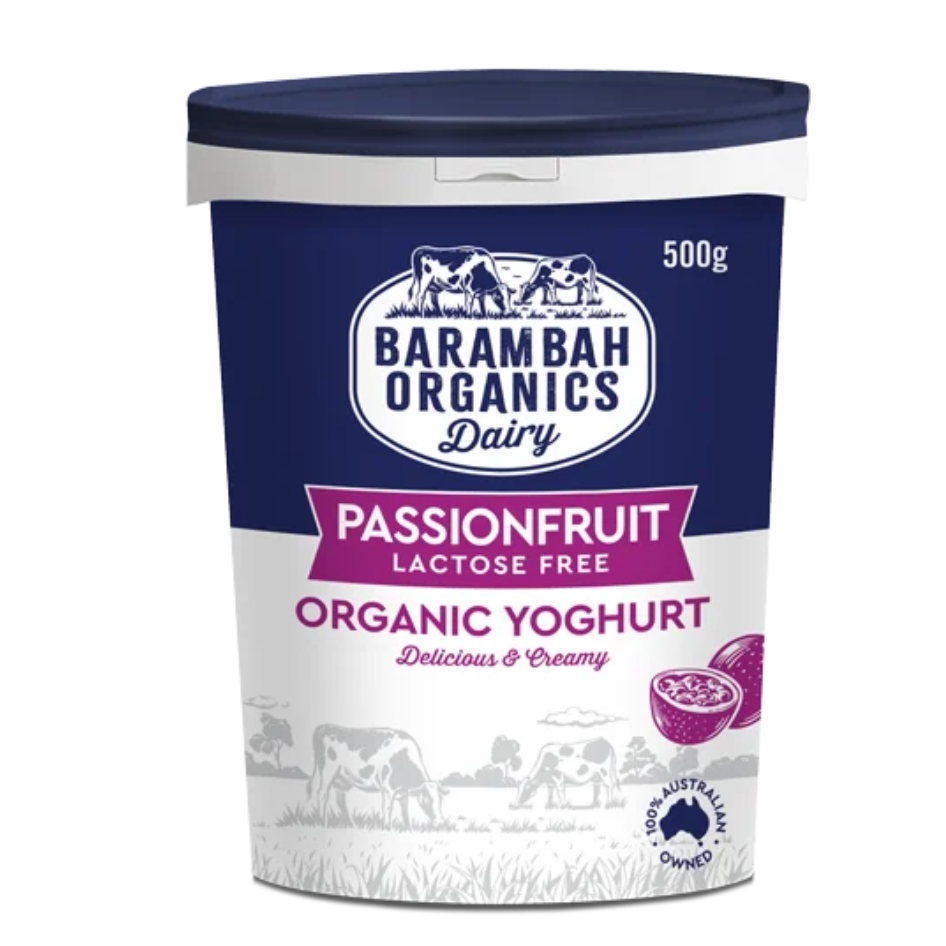 Barambah Organics Real Passionfruit Yoghurt Lactose Free available at The Prickly Pineapple