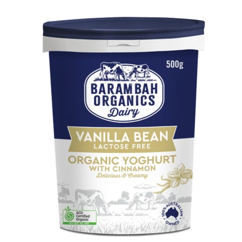 Barambah Organics Vanilla Bean Lactose Free Yoghurt available at The Prickly Pineapple