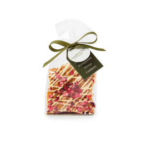 Bramble & Hedge Pomegranate, Cranberry, Orange & White Belgian Chocolate Peanut Brittle 200g available at The Prickly Pineapple