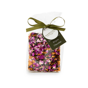 Bramble & Hedge Salted Caramel, Rose Petal & Dark Belgian Chocolate Peanut Brittle 200g available at The Prickly Pineapple