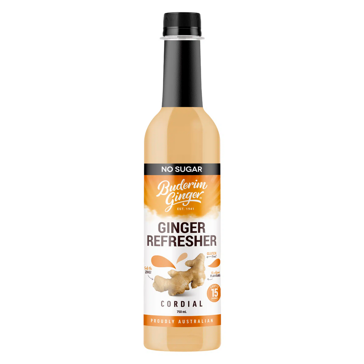 Buderim Ginger Ginger Refresher Cordial 750ml available at The Prickly Pineapple