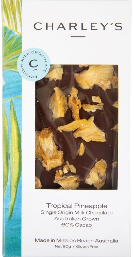 Charley's Milk Chocolate Tropical Pineapple 80g available at The Prickly Pineapple