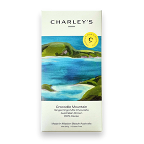 Charley's Single Origin Milk Chocolate Crocodile Mountain 80g available at The Prickly Pineapple