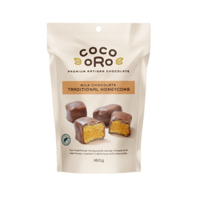Coco Oro Milk Chocolate Traditional Honeycomb 160g available at The Prickly Pineapple