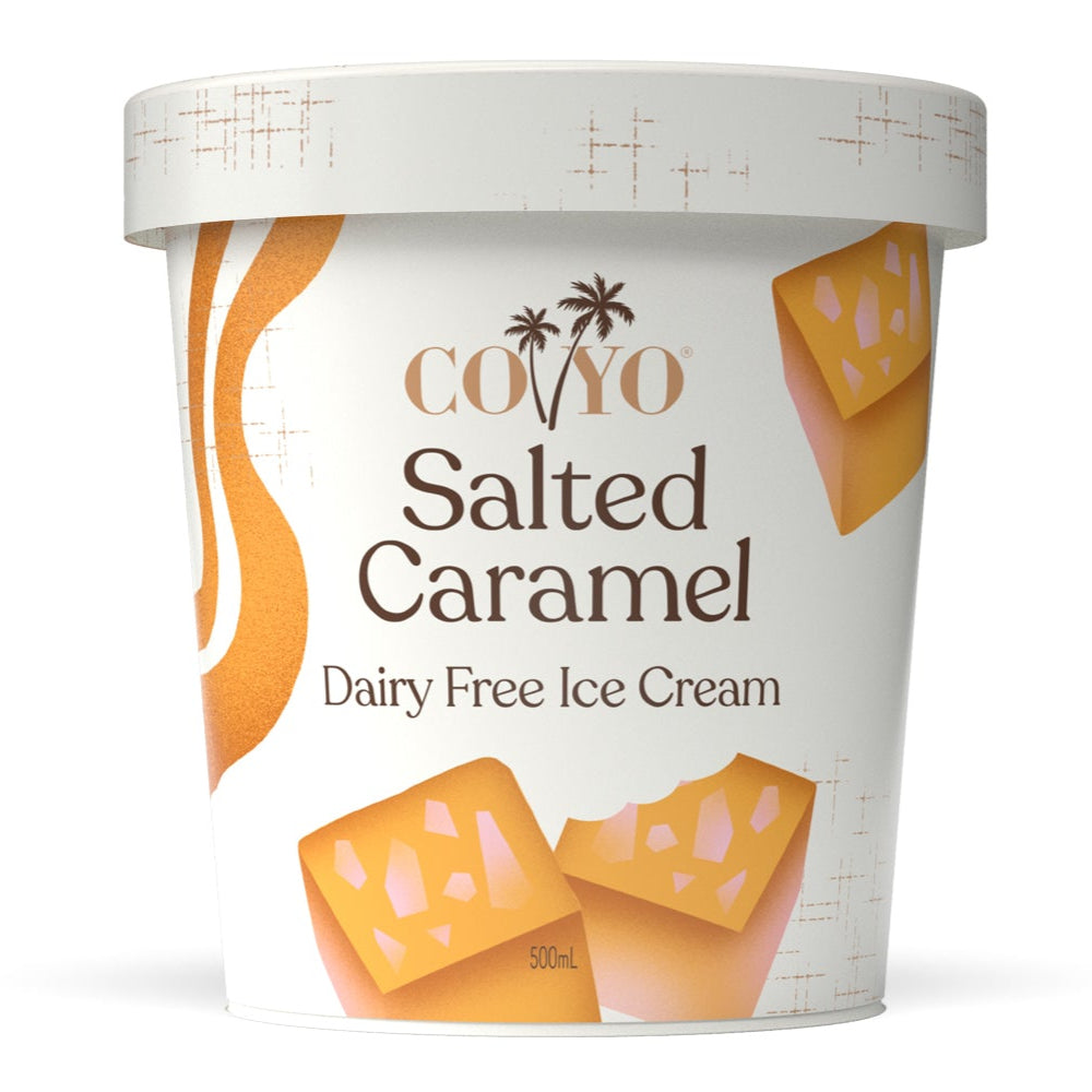 Coyo Organic Dairy Free Icecream Salted Caramel 500ml available at The Prickly Pineapple
