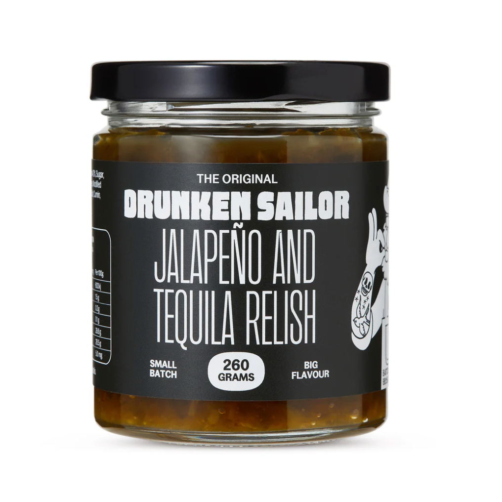 Drunken Sailor Jalapeno & Tequila Relish 260g available at The Prickly Pineapple