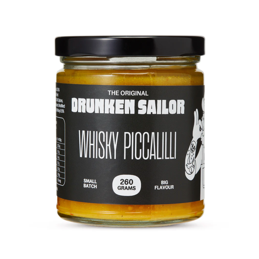 Drunken Sailor Whisky Piccalilli 260g available at The Prickly Pineapple