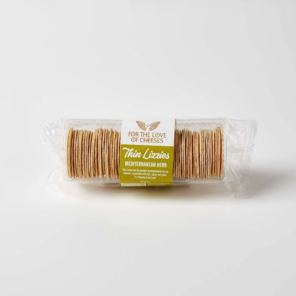For the Love of Cheeses Thin Lizzies Mediterranean Herb 100g available at The Prickly Pineapple