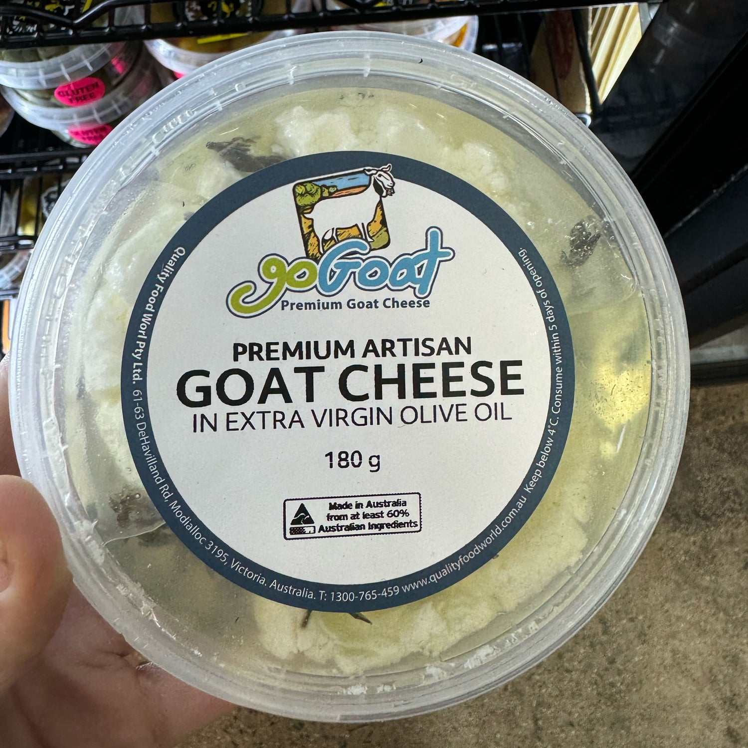 Go Goat Artisan Goat Cheese in Extra Virgin Olive Oil 180g available at The Prickly Pineapple