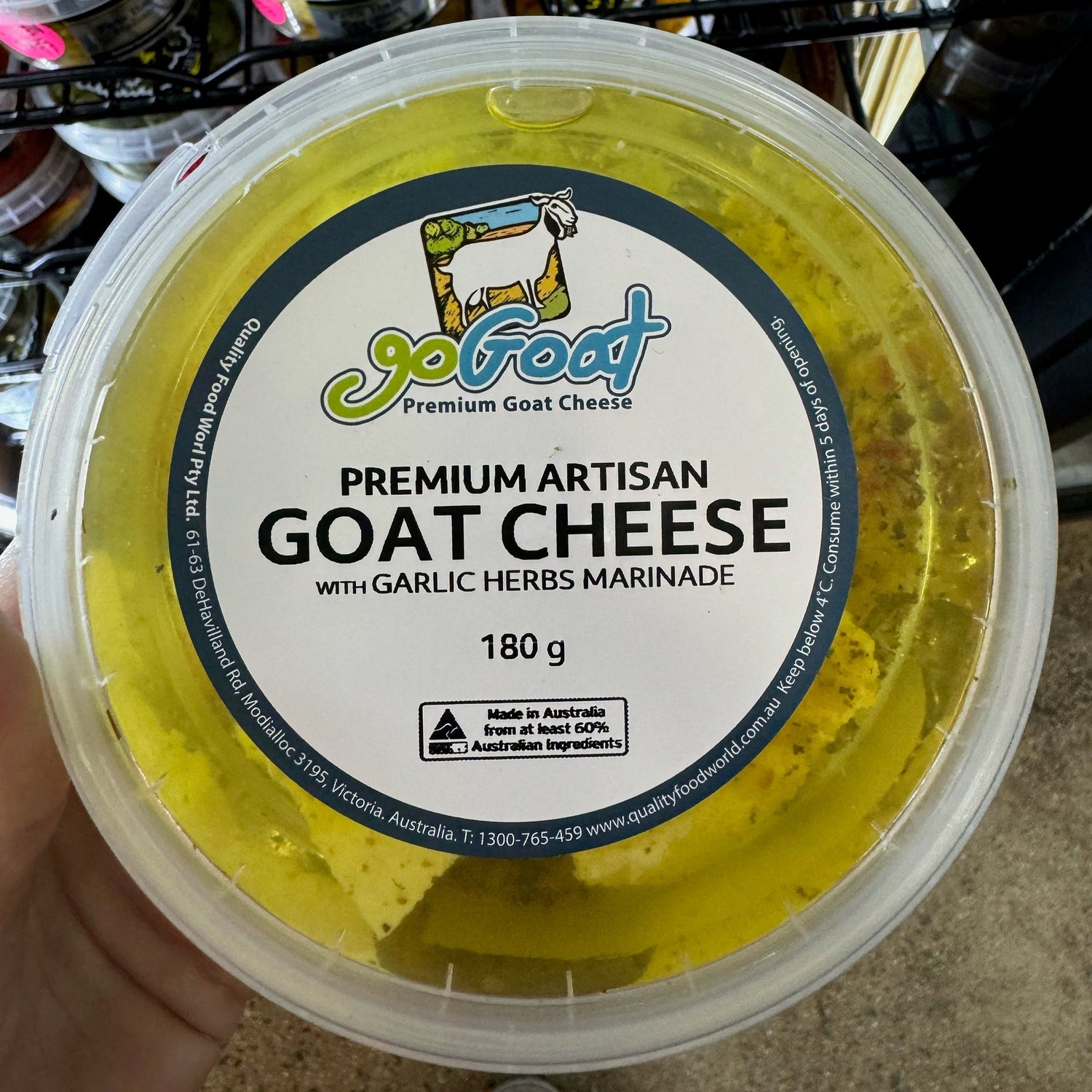 Go Goat Artisan Goat Cheese with Garlic Herbs Marinade 180g available at The Prickly Pineapple