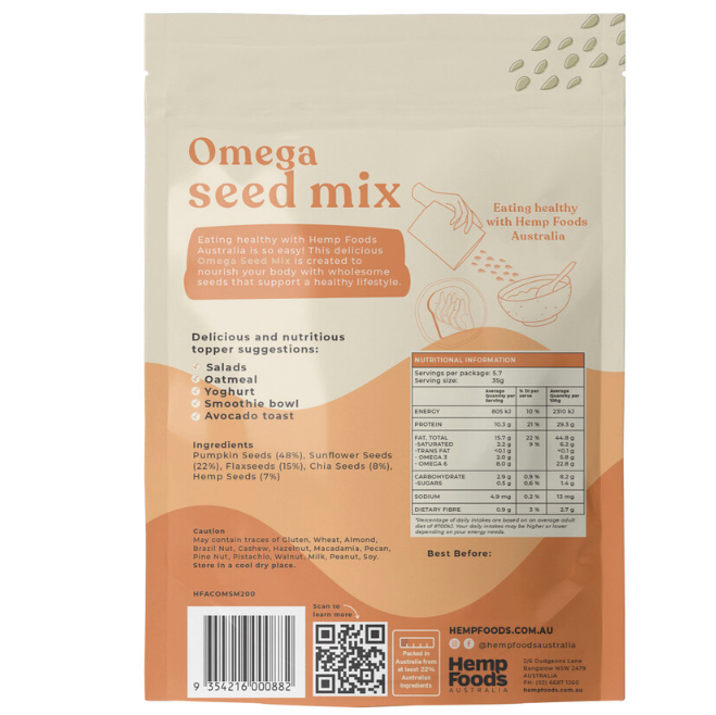 Hemp Foods Omega Seed Mix 200g available at The Prickly Pineapple