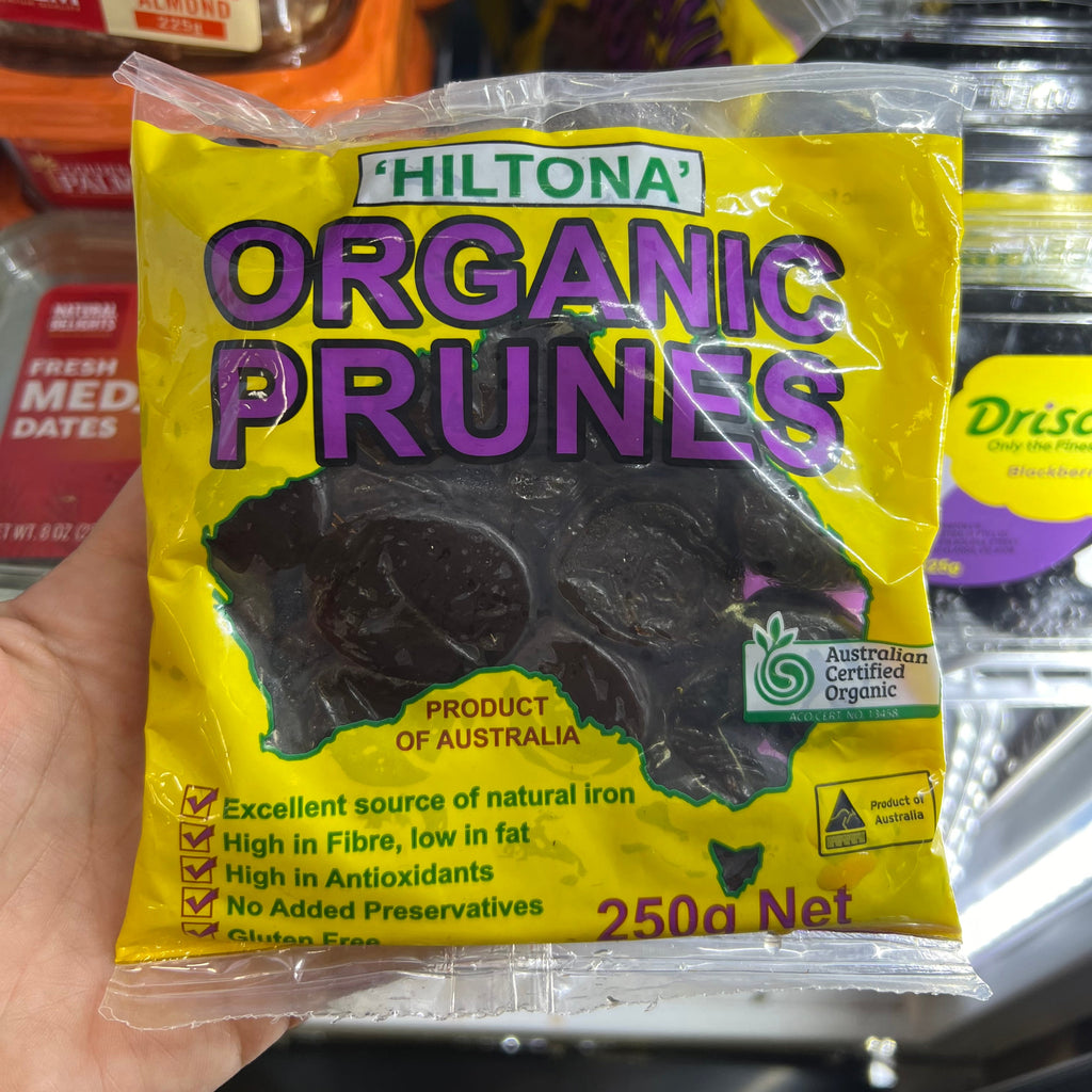 'Hiltona' Organic Prunes 250g available at The Prickly Pineapple