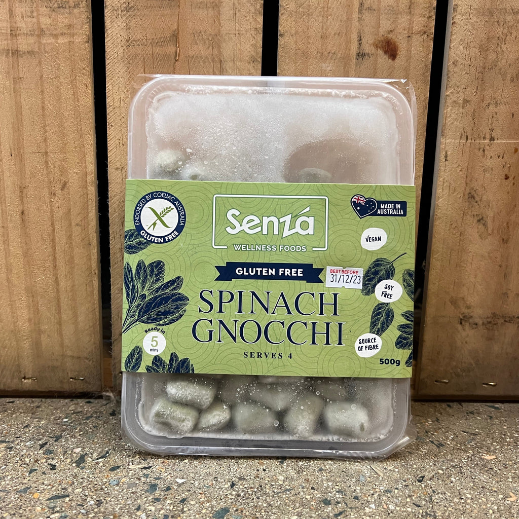 Senza Wellness Foods Spinach Gnocchi GF 500g available at The Prickly Pineapple