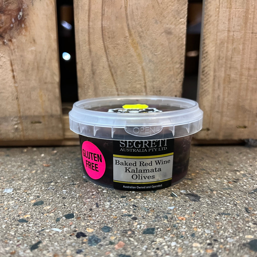 Segreti Kalamata Olives Baked Red Wine 200g available at The Prickly Pineapple