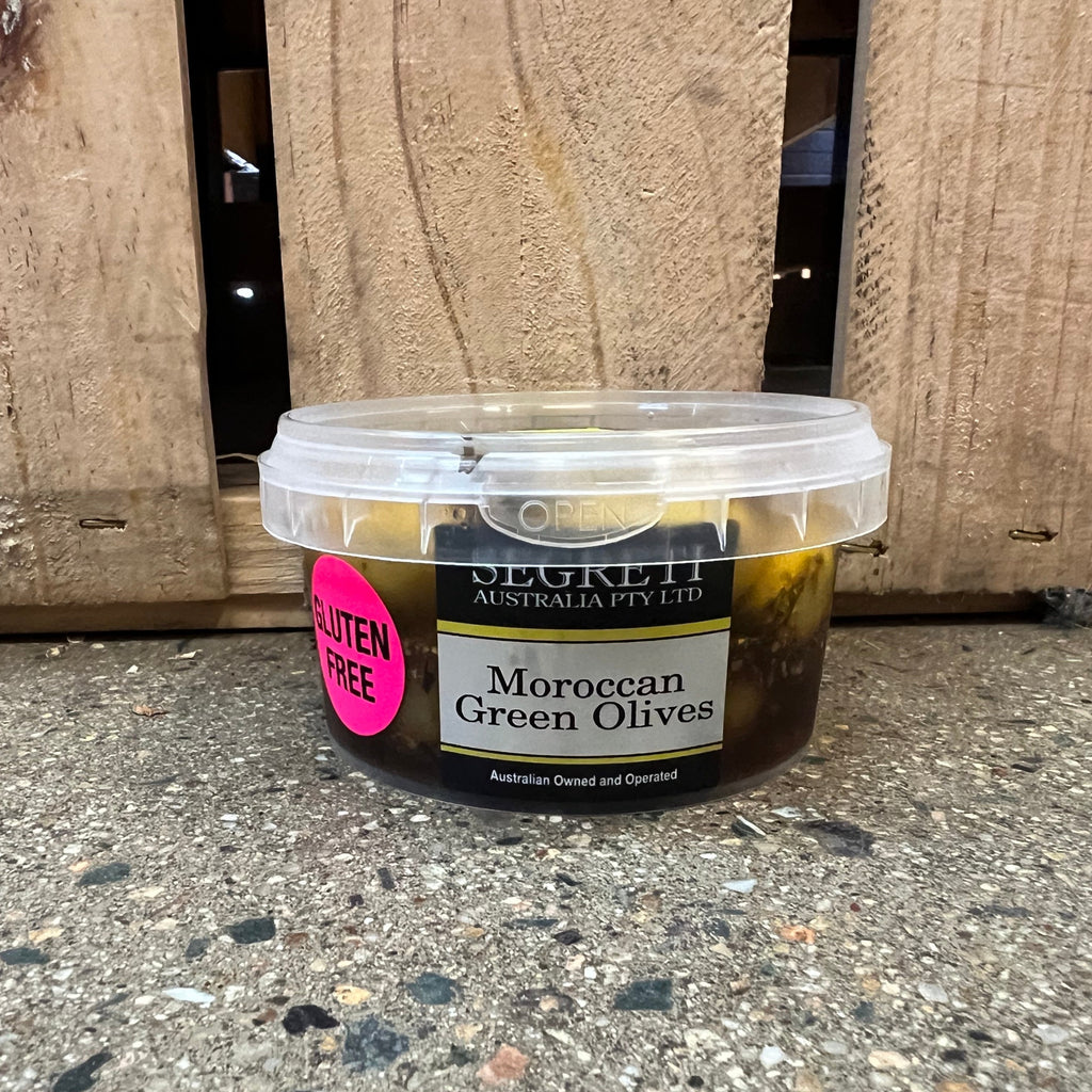 Segreti Moroccan Green Olives 200g available at The Prickly Pineapple