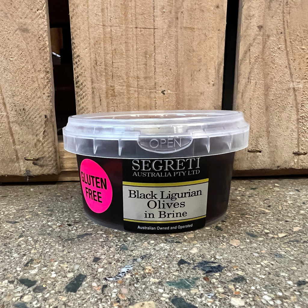 Segreti Black Ligurian Olives in Brine 200g available at The Prickly Pineapple