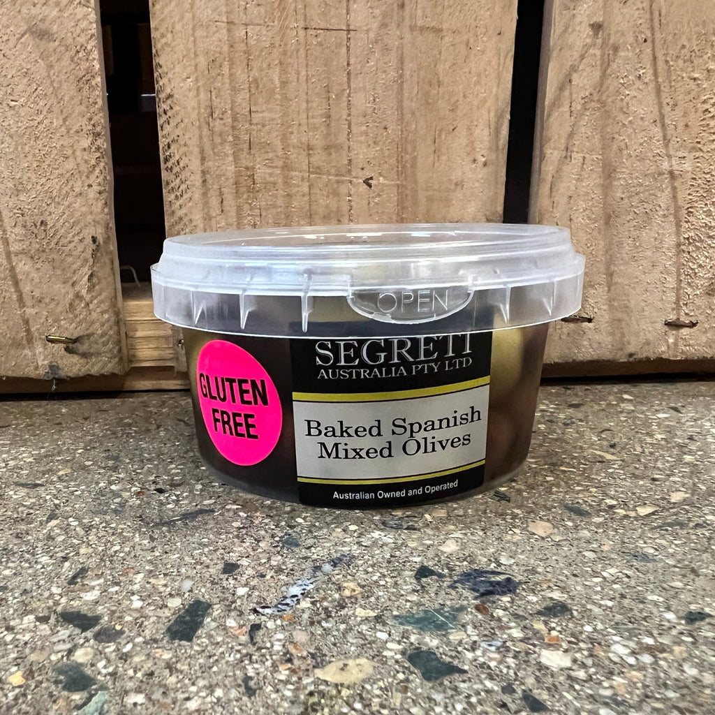 Segreti Baked Spanish Mixed Olives 200g available at The Prickly Pineapple