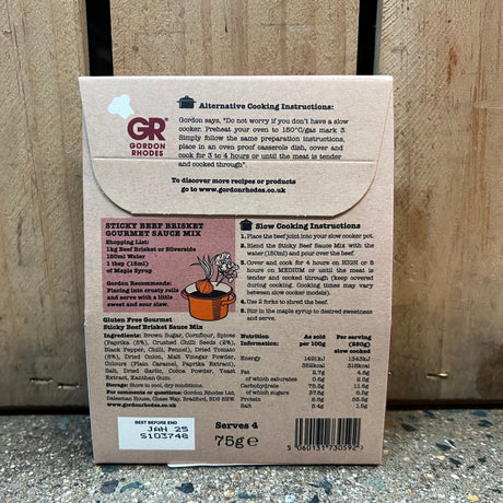 Gordon Rhodes - Sticky Brisket Beef Gourmet Sauce Mix available at The Prickly Pineapple