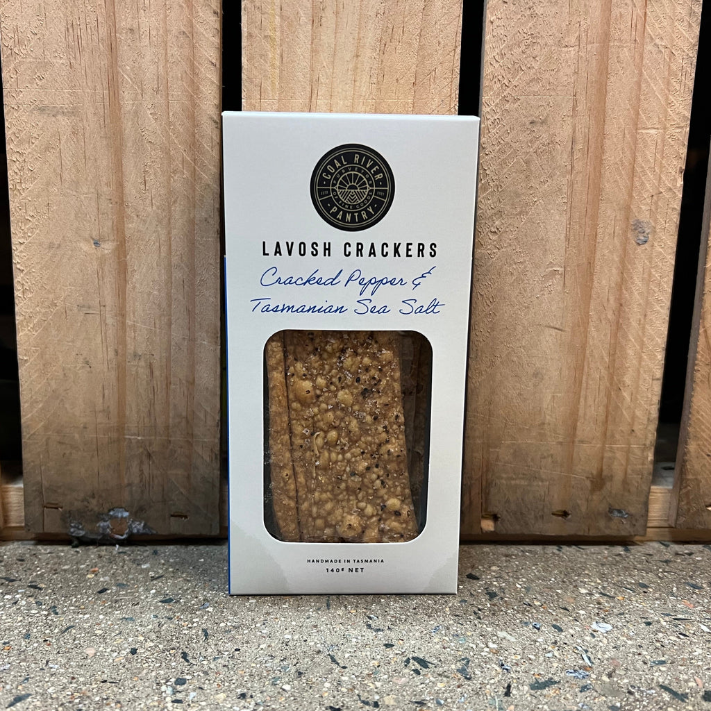 Coal River Pantry Lavosh Crackers Cracked Pepper & Tasmanian Sea Salt 140g available at The Prickly Pineapple