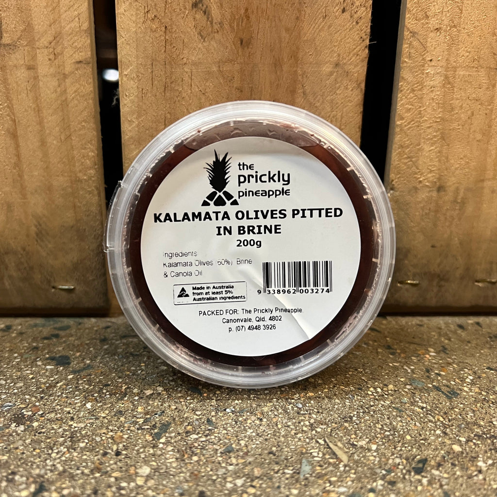 TPP Kalamata Olives pitted in Brine 200g available at The Prickly Pineapple