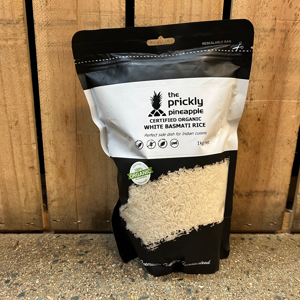 Organic White Basmati Rice 1kg available at The Prickly Pineapple
