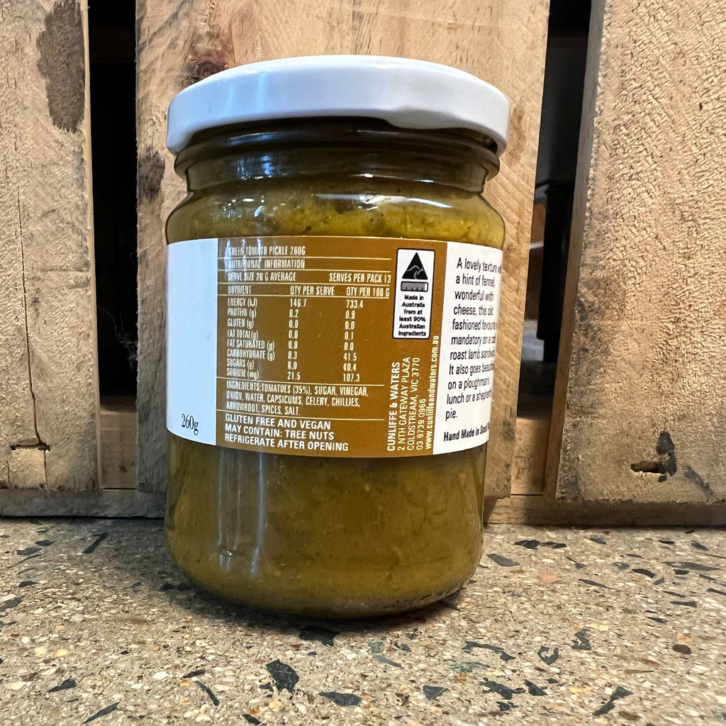 Cunliffe & Waters Green Tomato Pickle 260g available at The Prickly Pineapple