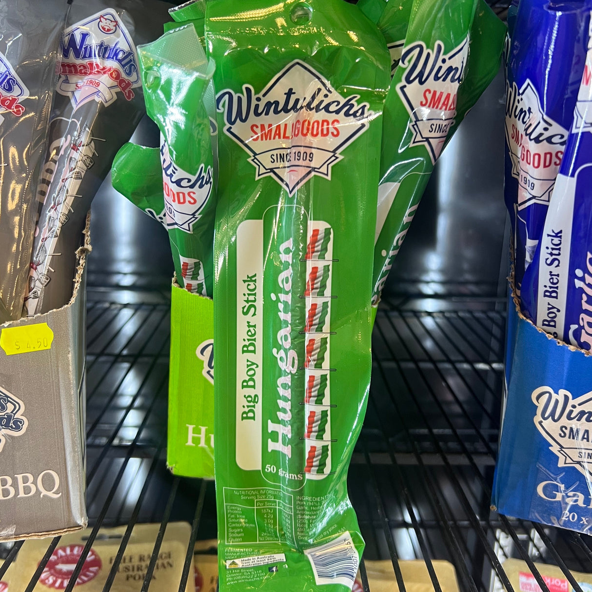 Wintulichs Smallgoods Hungarian Big Boy Biersticks 50g available at The Prickly Pineapple