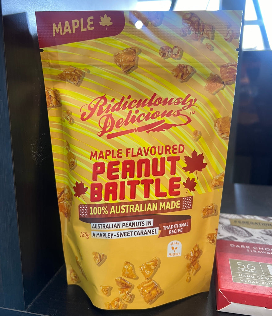 Ridiculously Delicious Maple Flavoured Peanut Brittle 180g available at The Prickly Pineapple