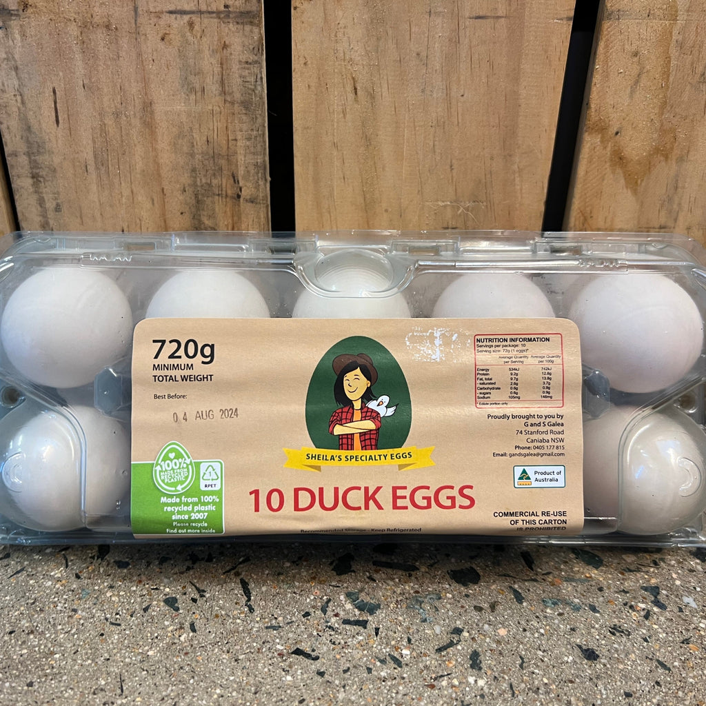 Sheila's Speciality Eggs Duck Eggs (10) 720g available at The Prickly Pineappe