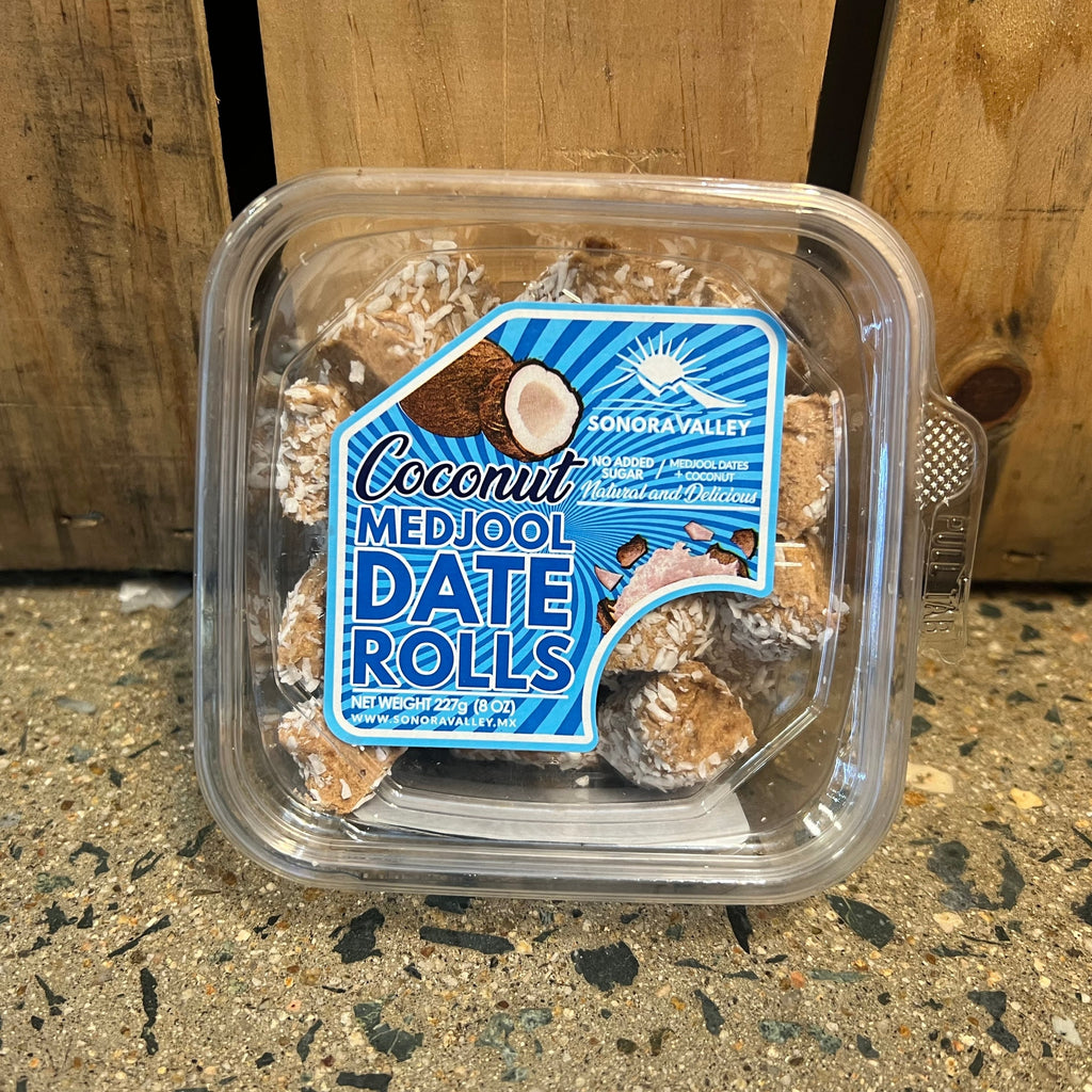 Coconut Medjool Date Rolls 227g available at The Prickly Pineapple