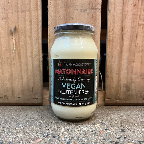 Pure Addiction Vegan Mayonnaise 445g available at The Prickly Pineapple