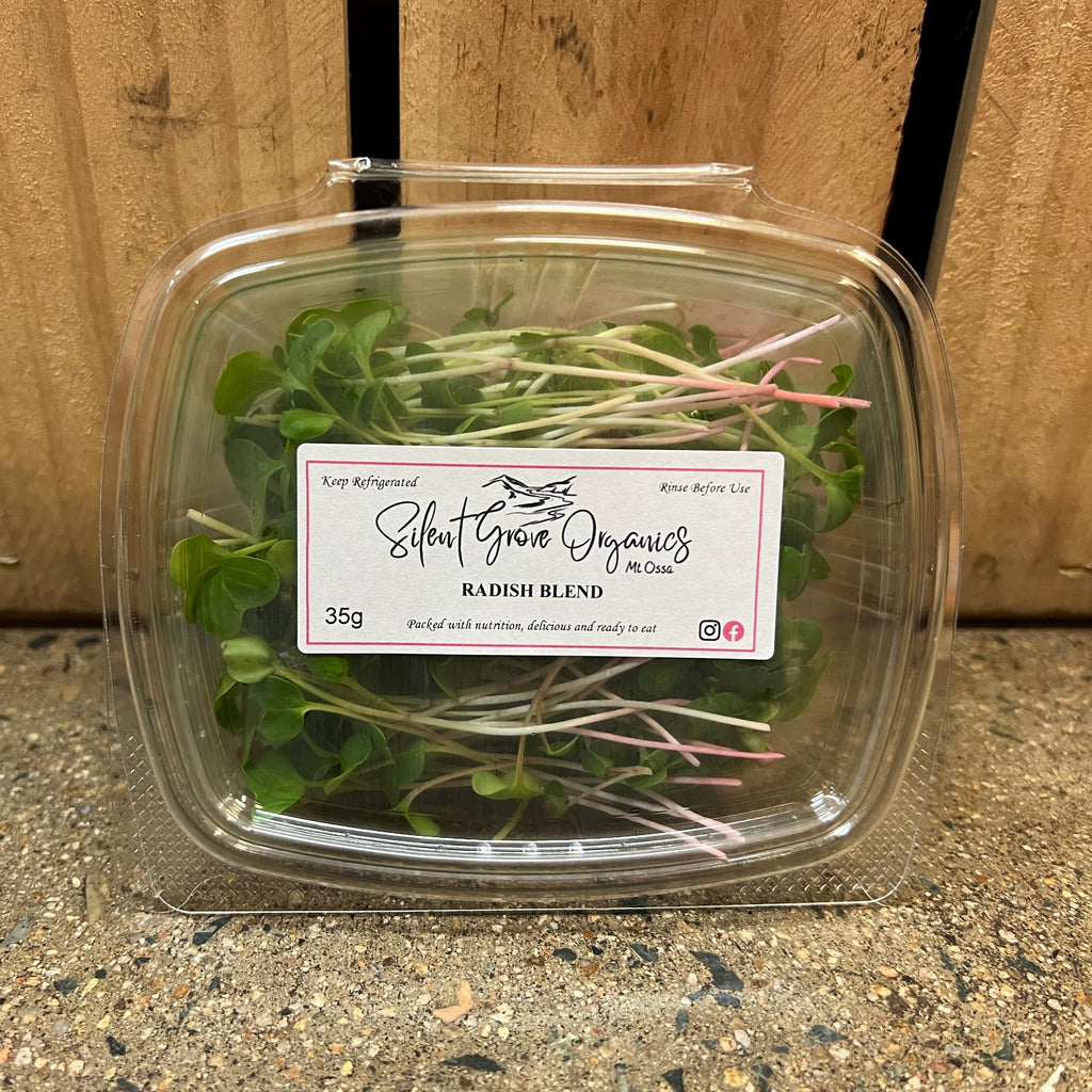 Silent Grove Organics Micro Greens Radish Blend 35g available at The Prickly Pineapple