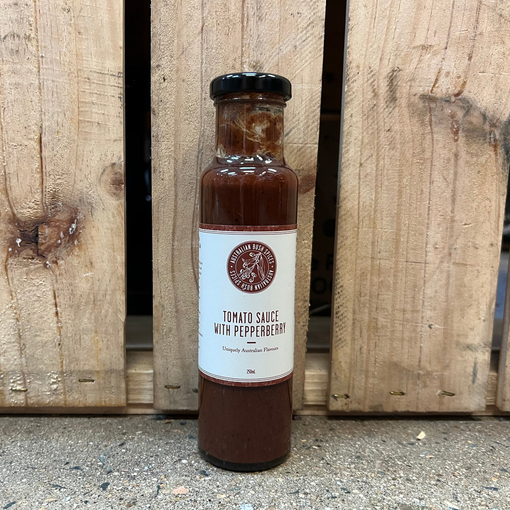 Australian Bush Spices Tomato Sauce with Pepperberry 250ml available at The Prickly Pineapple