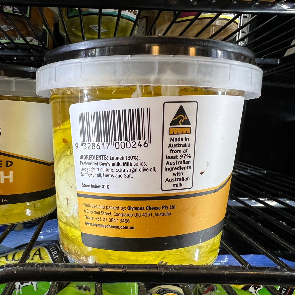 Olympus Cheese Marinated Labneh 250g available at The Prickly Pineapple