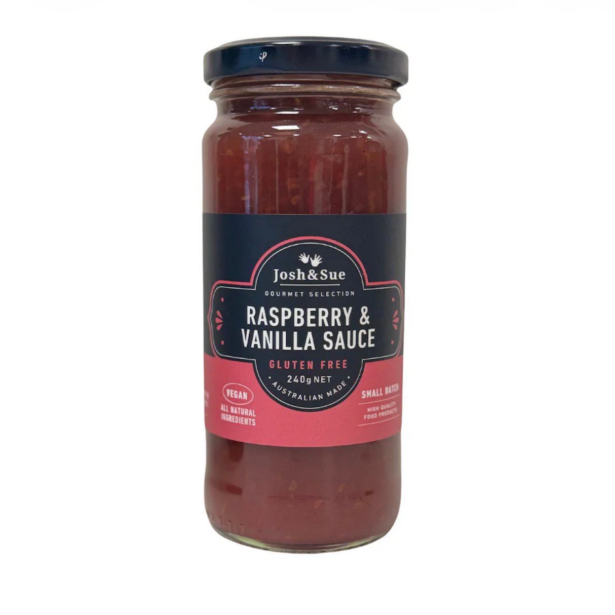 Josh&Sue Raspberry & Vanilla Sauce 240g available at The Prickly Pineapple