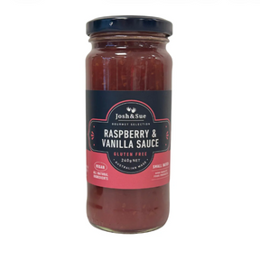 Josh&Sue Raspberry & Vanilla Sauce 240g available at The Prickly Pineapple