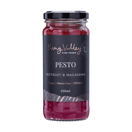 King Valley Fine Foods Beetroot & Macadamia Pesto 250ml available at The Prickly Pineapple