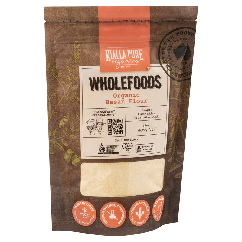 Kialla Pure Organics Organic Besan Flour 400g available at The Prickly Pineapple