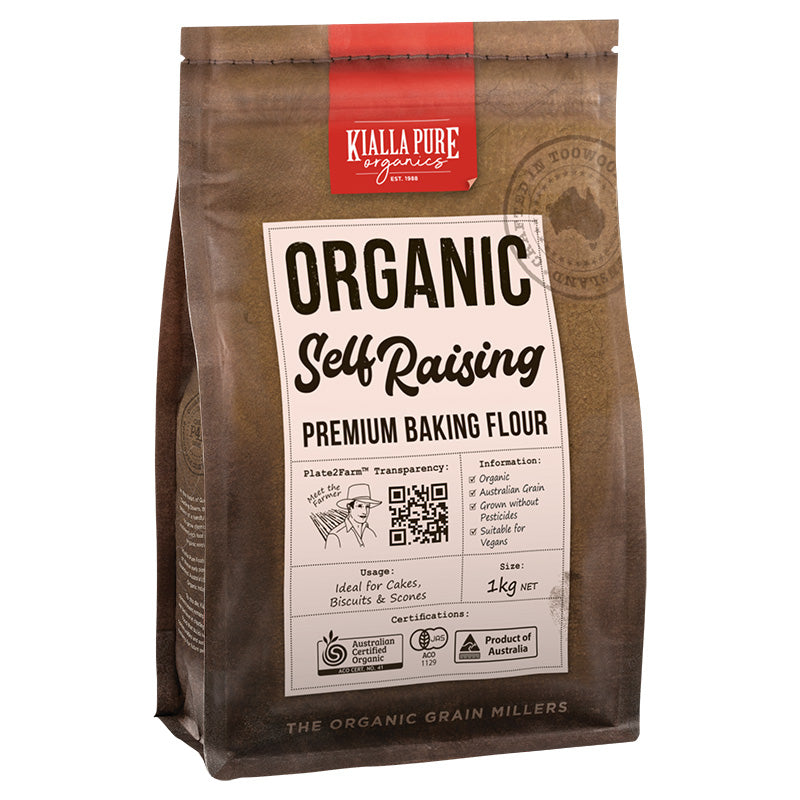 Kialla Pure Organics Organic Unbleached Self Raising Flour 1kg available at The Prickly Pineapple