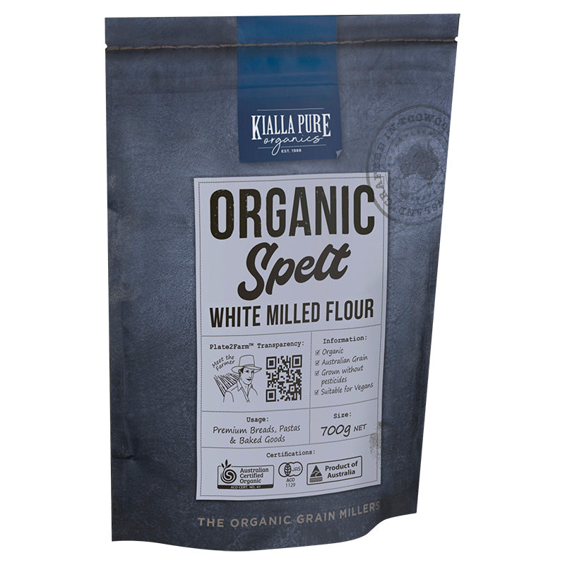 Kialla Pure Organics Artisan Spelt Flour 700g available at The Prickly Pineapple