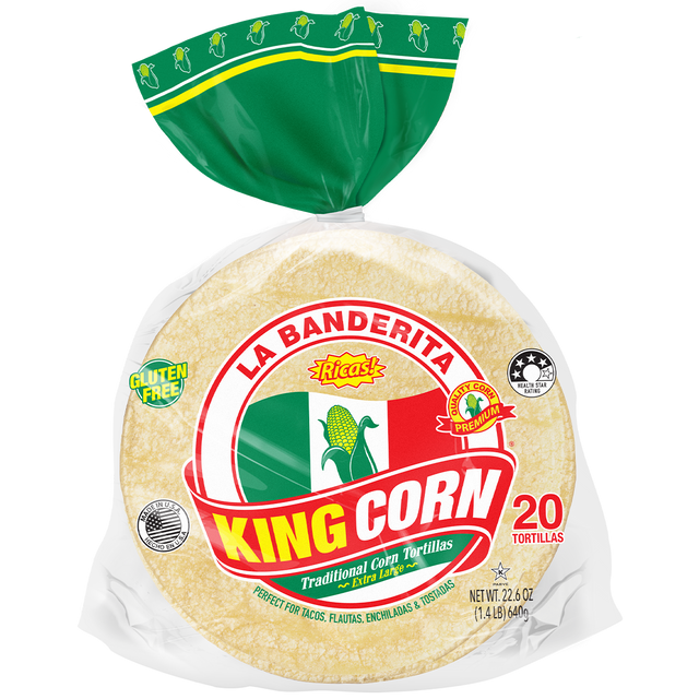 La Banderita King Corn Tortillas Taquito GF (20) 640g available at The Prickly Pineapple