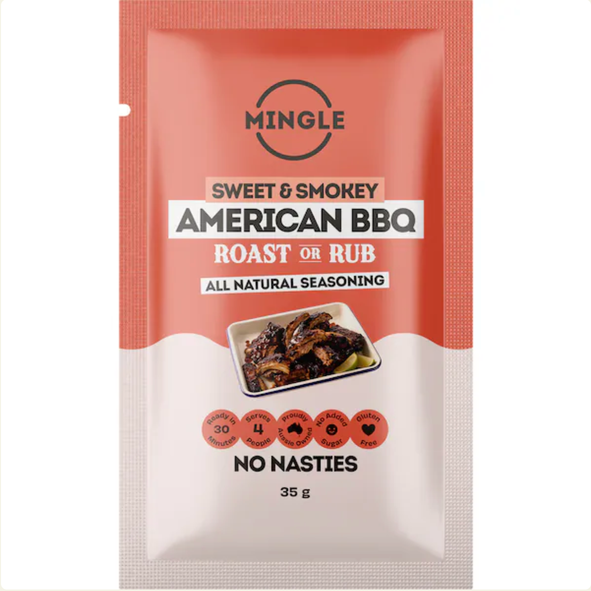 Mingle American BBQ Roast Or Rub 35g available at The Prickly Pineapple